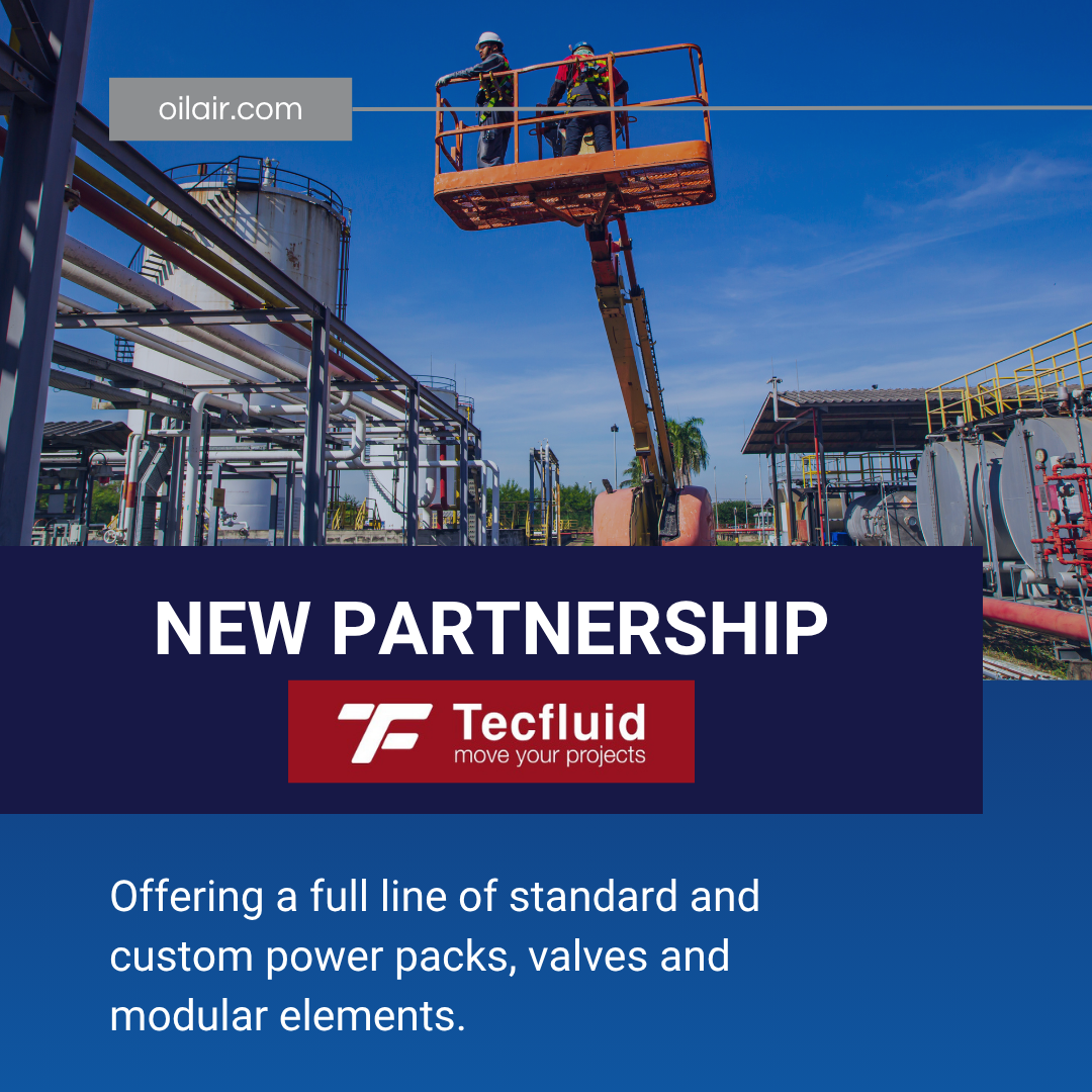 New partnership with Tecfluid. Offering a full line of standard and custom power packs, valves and modular elements